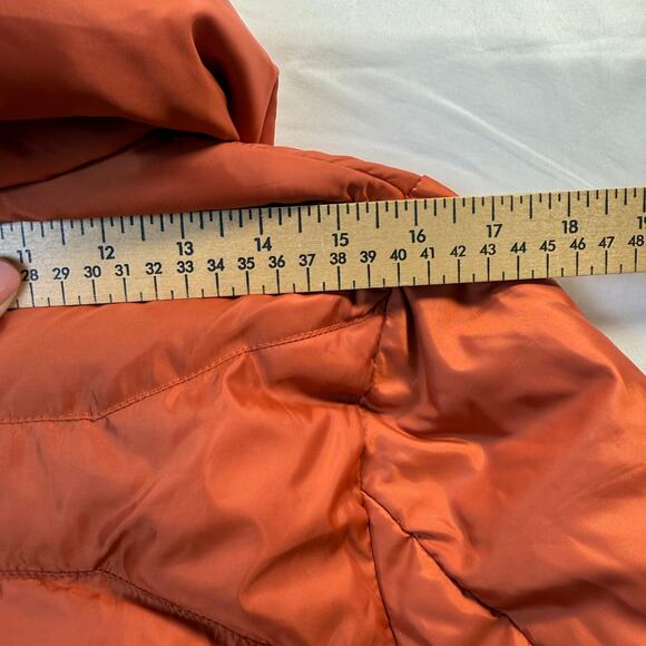 Surlansive Burnt Orange Down Puffer Coat w/ Fur Trim Hood Size 36 Small - Picture 5 of 16